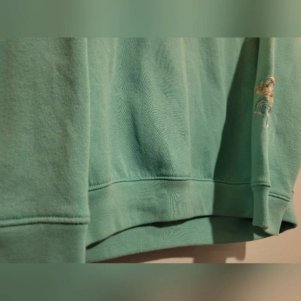 Vintage Embroidered Collared Long Sleeve Pullover Tiffany Blue - Picture 8 of 8